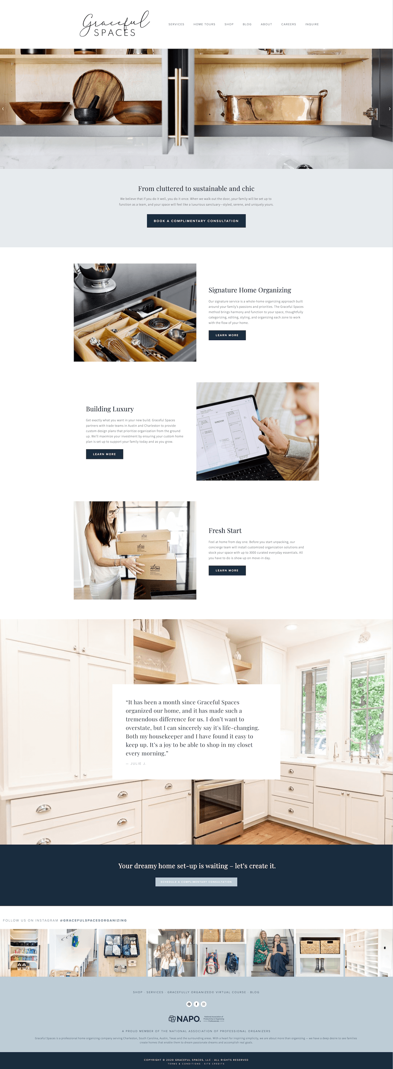 Graceful Spaces Squarespace website designed by Alexa B. Taylor