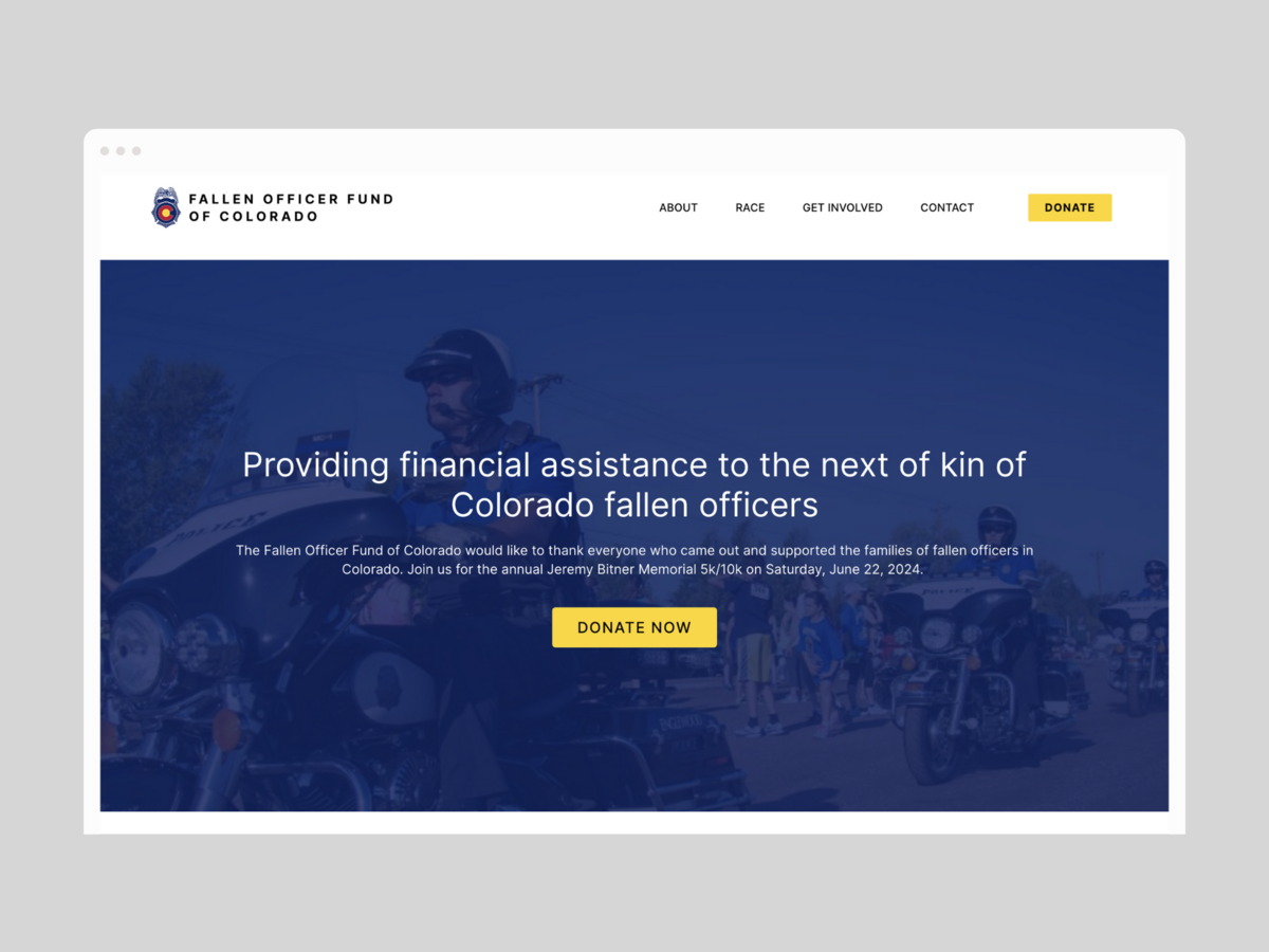 Fallen Officer Fund of Colorado website designed by Alexa B. Taylor