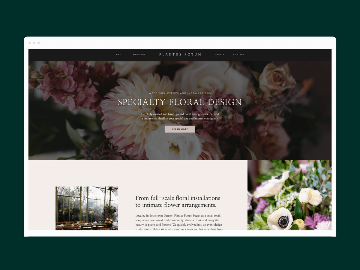 Brand and website design for Denver-based florist, Plantus Potum